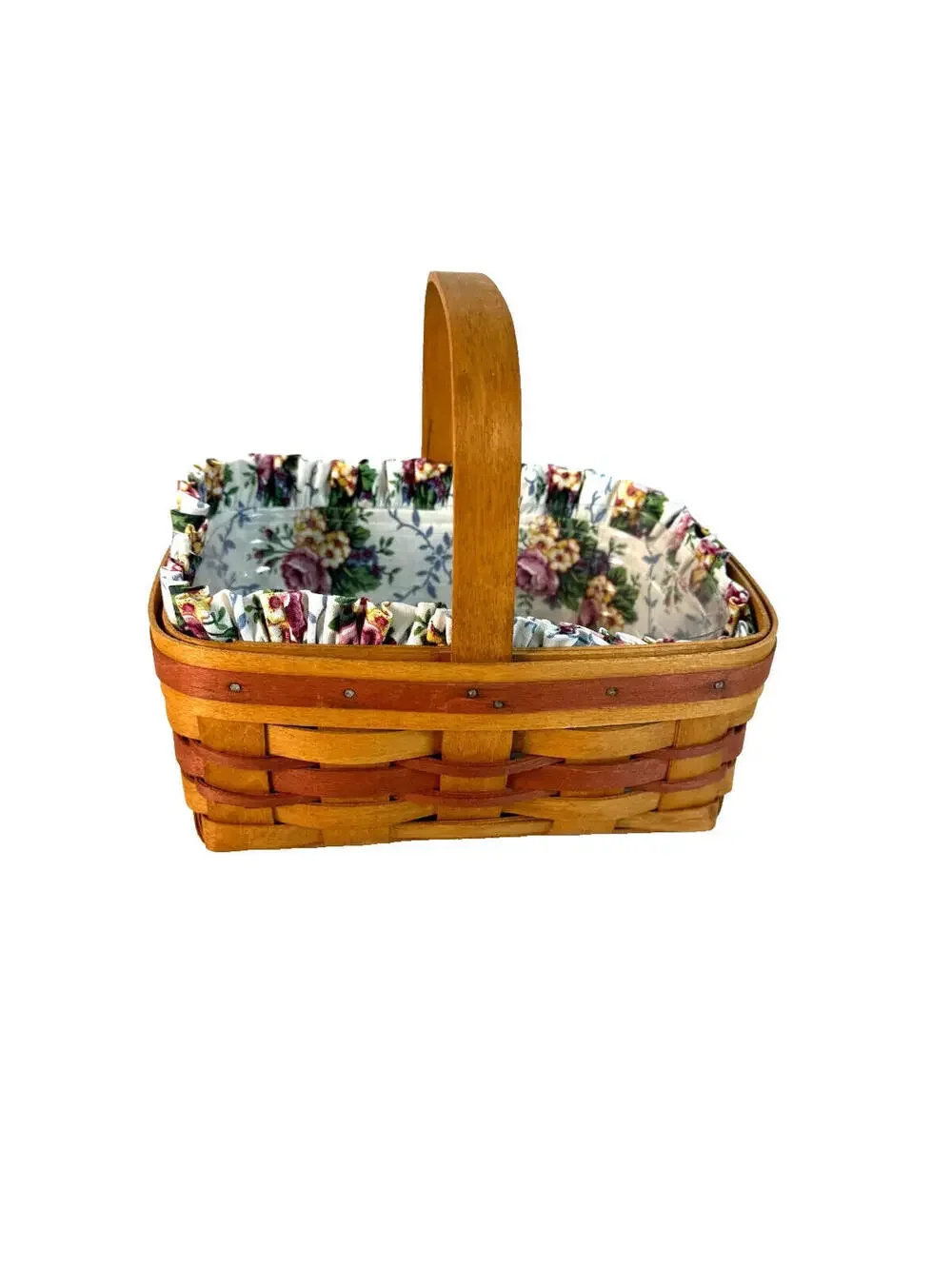 1994 Longaberger Mother's Day Basket Floral Liner & Protector 6.75L 9.25W 3.75H